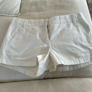 J Crew white cotton Chino 3-inch shorts.
